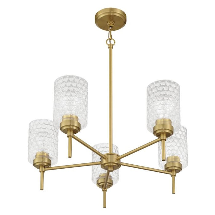 Craftmade Claire 5 Light Chandelier, Brass/Clear Bubble