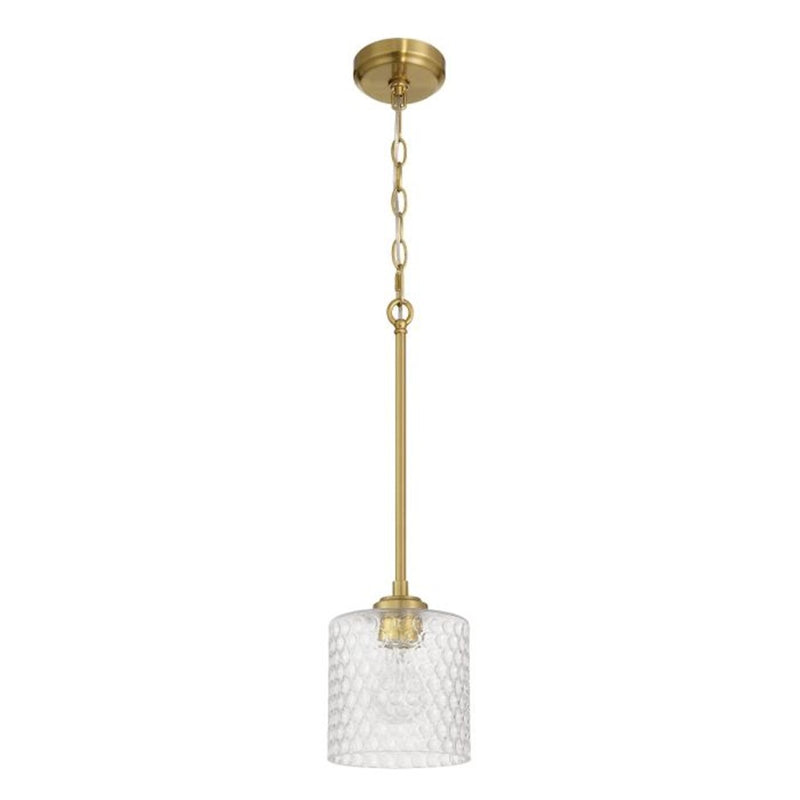 Craftmade Claire 1 Light Mini Pendant, Brass/Clear Bubble