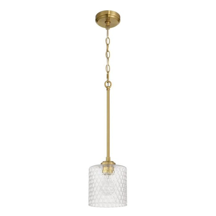 Craftmade Claire 1 Light Mini Pendant, Brass/Clear Bubble - 60591-SB