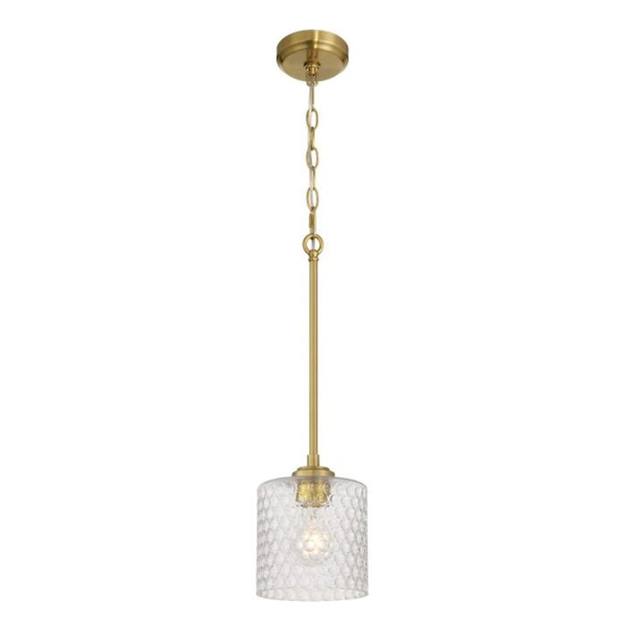 Craftmade Claire 1 Light Mini Pendant, Brass/Clear Bubble