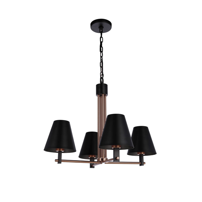 Craftmade Blake 4 Light Chandelier, Black/Brass/Black - 60924-FBSB