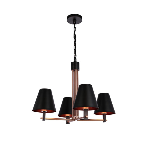Craftmade Blake 4 Light Chandelier, Black/Brass/Black