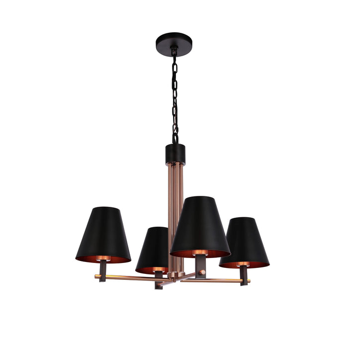 Craftmade Blake 4 Light Chandelier, Black/Brass/Black