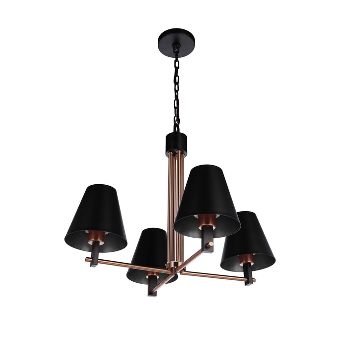 Craftmade Blake 4 Light Chandelier, Black/Brass/Black