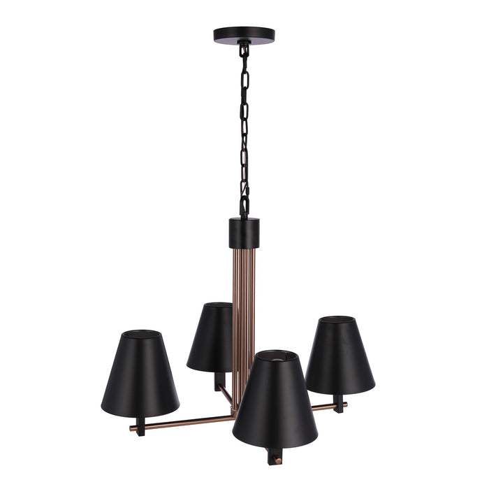 Craftmade Blake 4 Light Chandelier, Black/Brass/Black