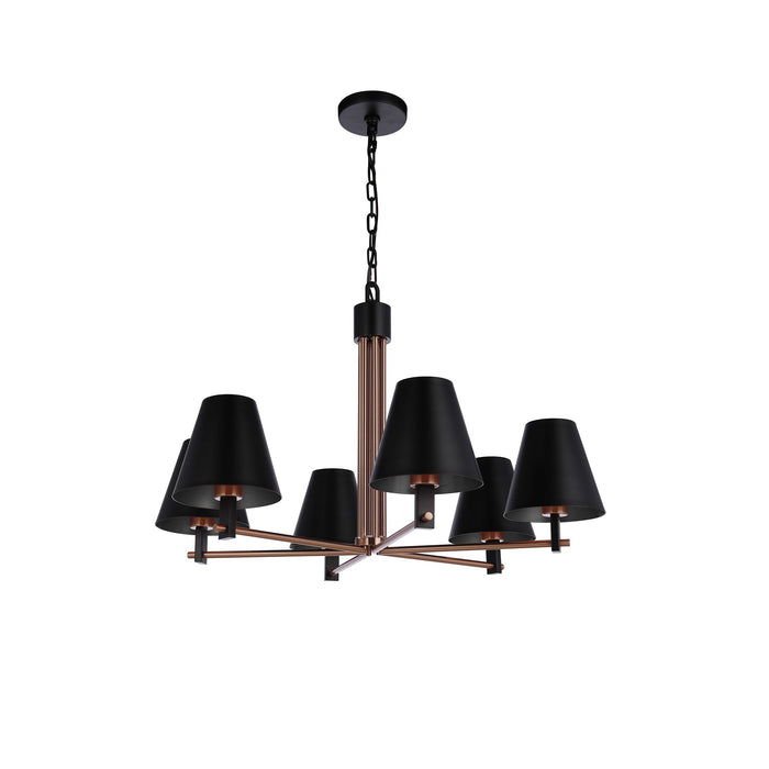 Craftmade Blake 6 Light Chandelier, Flat Black/Satin Brass - 60926-FBSB