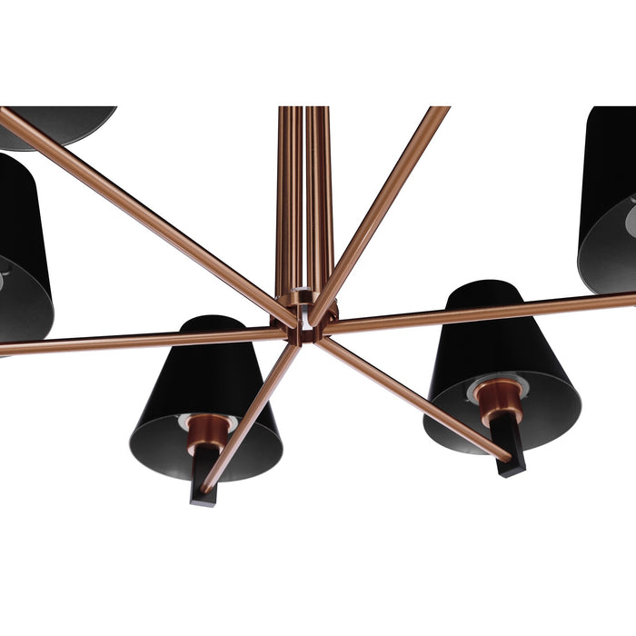 Craftmade Blake 6 Light Chandelier, Flat Black/Satin Brass