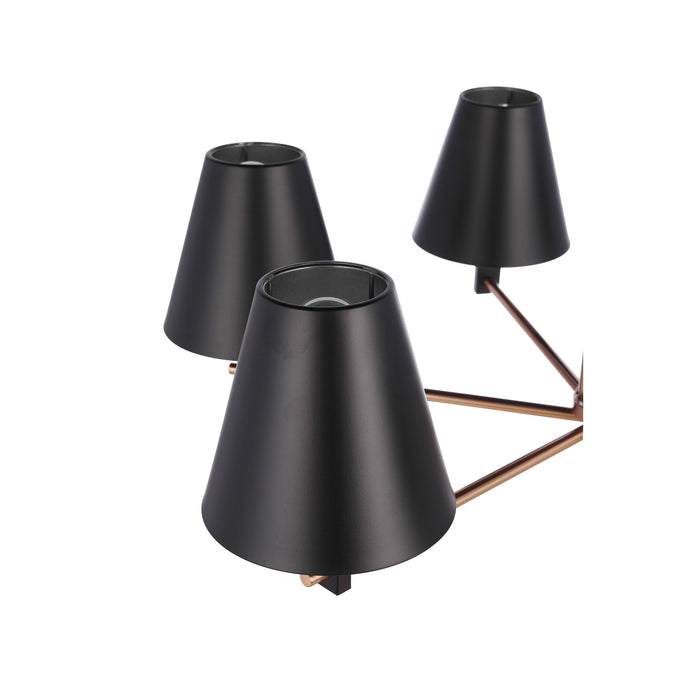Craftmade Blake 6 Light Chandelier, Flat Black/Satin Brass