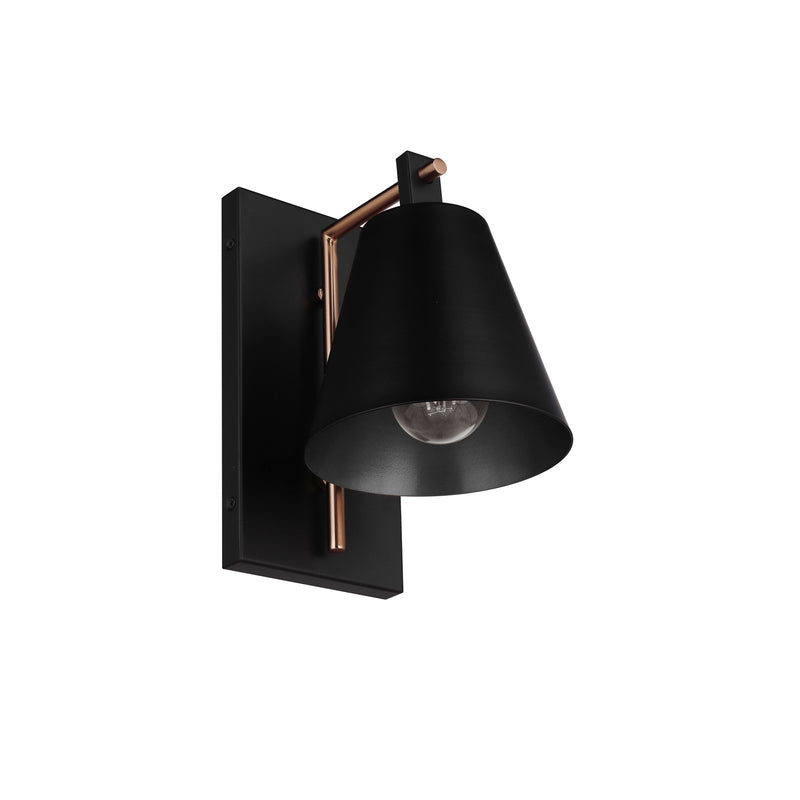 Craftmade Blake 1 Light Wall Sconce, Black/Brass/Black - 60961-FBSB