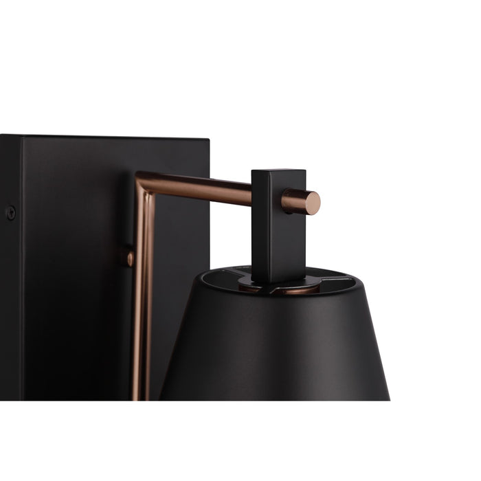 Craftmade Blake 1 Light Wall Sconce, Black/Brass/Black