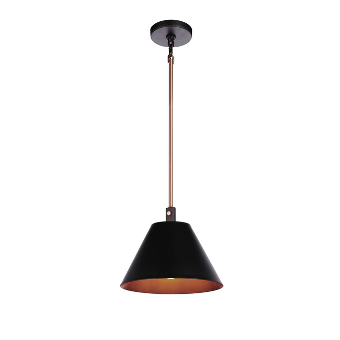 Craftmade Blake 1 Light Pendant, Flat Black/Satin Brass/Flat Black