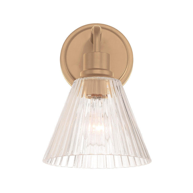 Craftmade Pleated 1 Light Wall Sconce, Premium Bronze/Clear Pleated