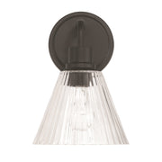 Craftmade Pleated 1 Light Wall Sconce, Flat Black/Clear Pleated - 61101-FB