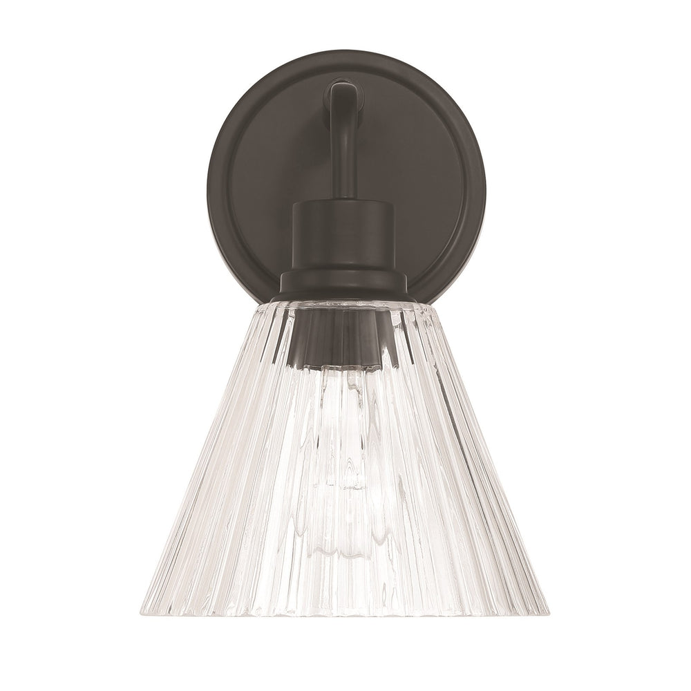 Craftmade Pleated 1 Light Wall Sconce, Flat Black/Clear Pleated - 61101-FB