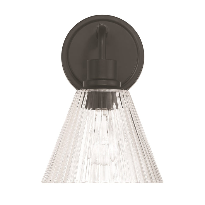 Craftmade Pleated 1 Light Wall Sconce, Flat Black/Clear Pleated - 61101-FB
