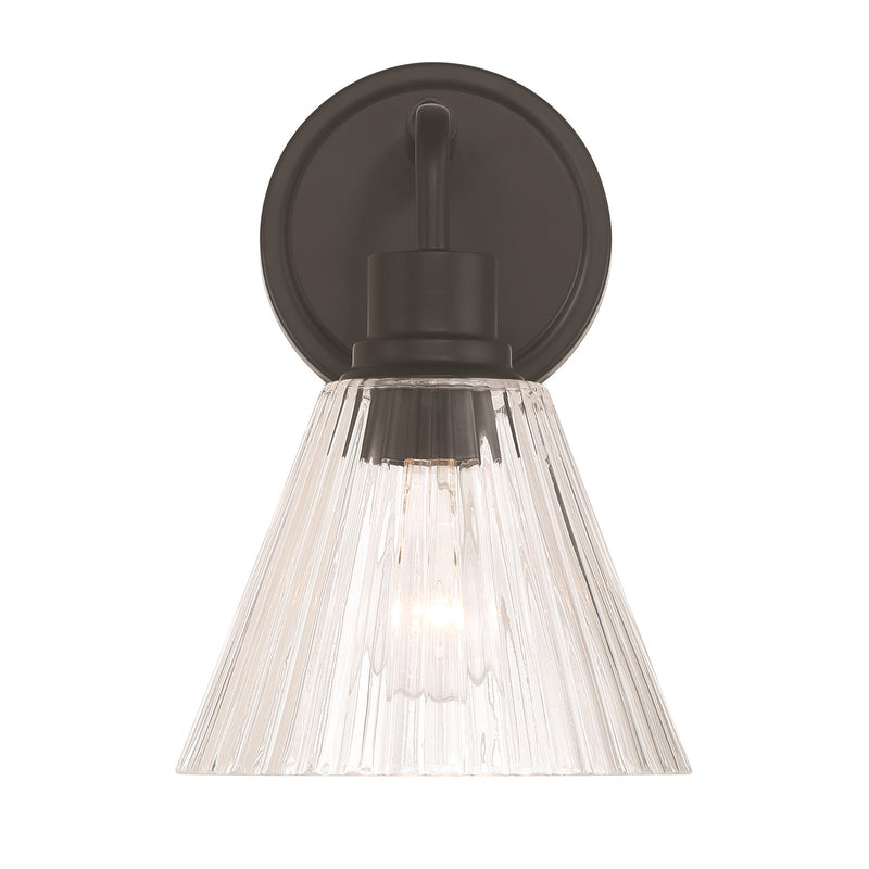 Craftmade Pleated 1 Light Wall Sconce, Flat Black/Clear Pleated