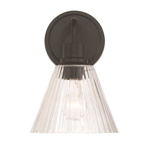 Craftmade Pleated 1 Light Wall Sconce, Flat Black/Clear Pleated
