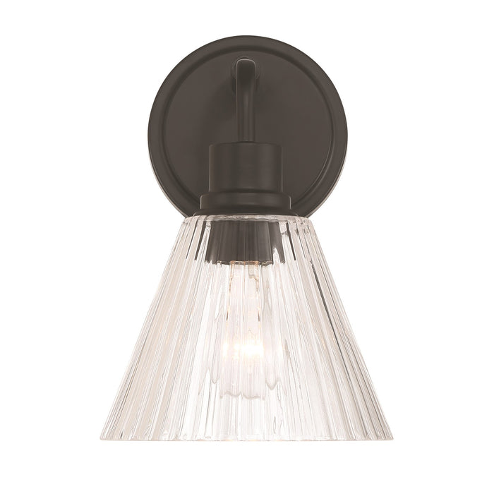 Craftmade Pleated 1 Light Wall Sconce, Flat Black/Clear Pleated
