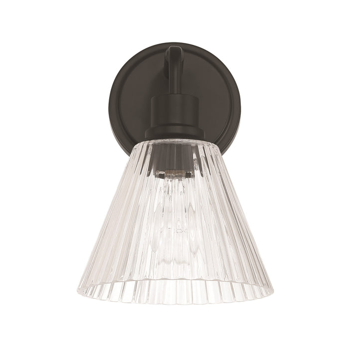Craftmade Pleated 1 Light Wall Sconce, Flat Black/Clear Pleated