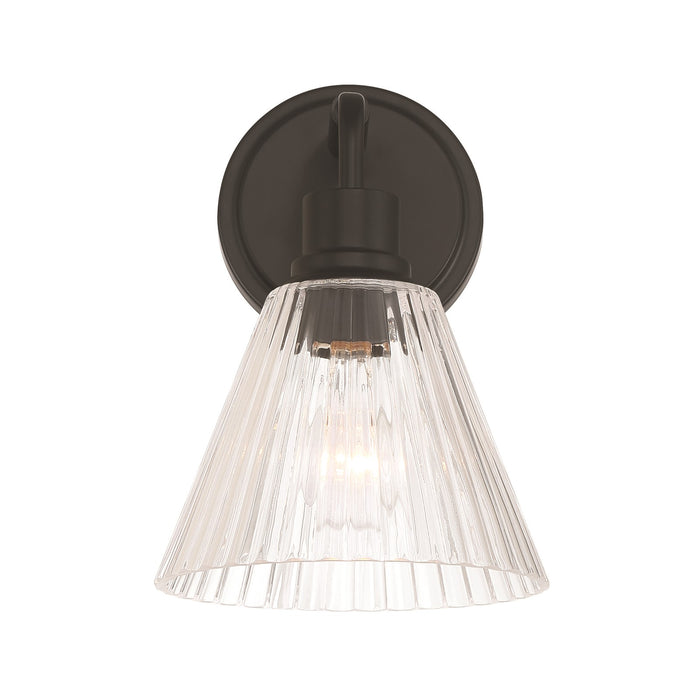 Craftmade Pleated 1 Light Wall Sconce, Flat Black/Clear Pleated