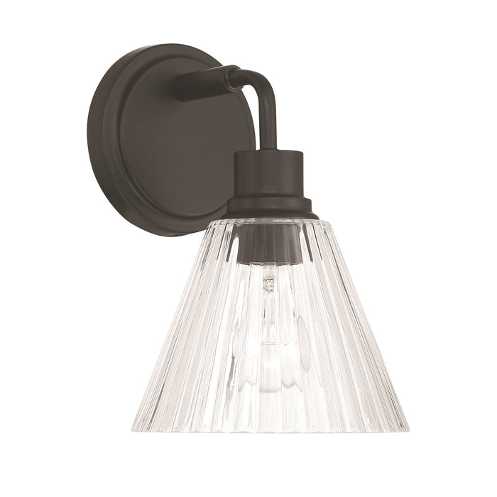 Craftmade Pleated 1 Light Wall Sconce, Flat Black/Clear Pleated