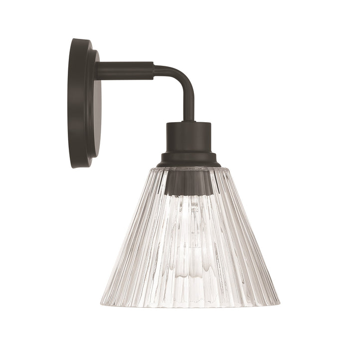 Craftmade Pleated 1 Light Wall Sconce, Flat Black/Clear Pleated