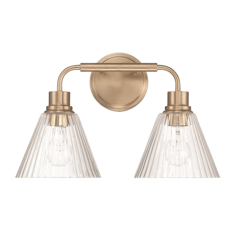 Craftmade Pleated 2 Light Vanity, Premium Bronze/Clear Pleated - 61102-CPZ