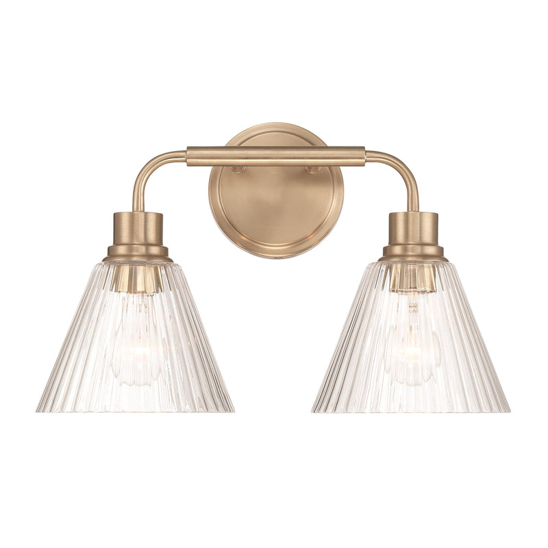 Craftmade Pleated 2 Light Vanity, Premium Bronze/Clear Pleated