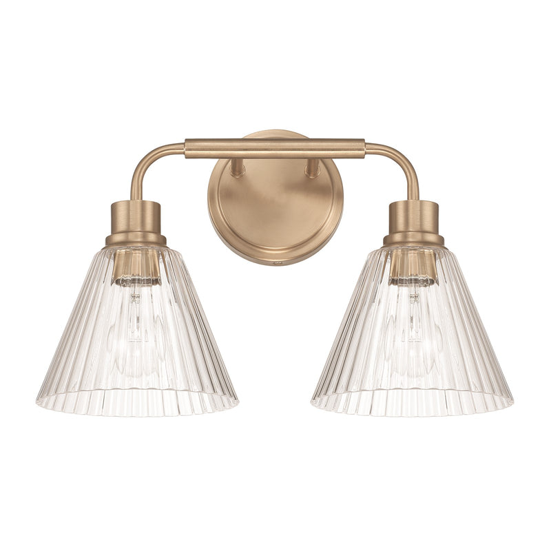 Craftmade Pleated 2 Light Vanity, Premium Bronze/Clear Pleated