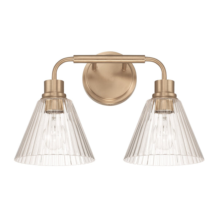 Craftmade Pleated 2 Light Vanity, Premium Bronze/Clear Pleated