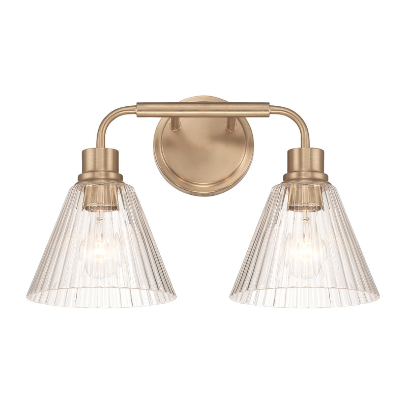 Craftmade Pleated 2 Light Vanity, Premium Bronze/Clear Pleated
