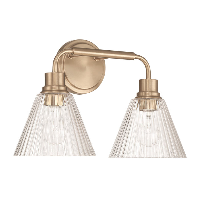 Craftmade Pleated 2 Light Vanity, Premium Bronze/Clear Pleated