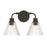 Craftmade Pleated 2 Light Vanity, Flat Black/Clear Pleated - 61102-FB