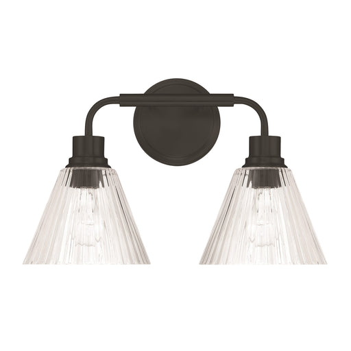 Craftmade Pleated 2 Light Vanity, Flat Black/Clear Pleated - 61102-FB