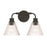 Craftmade Pleated 2 Light Vanity, Flat Black/Clear Pleated