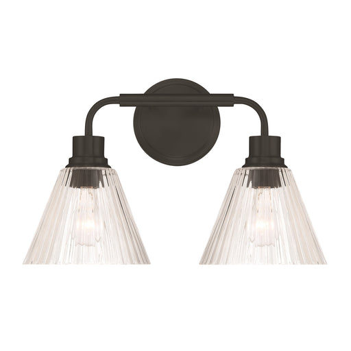Craftmade Pleated 2 Light Vanity, Flat Black/Clear Pleated