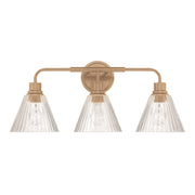 Craftmade Pleated 3 Light Vanity, Premium Bronze/Clear Pleated - 61103-CPZ