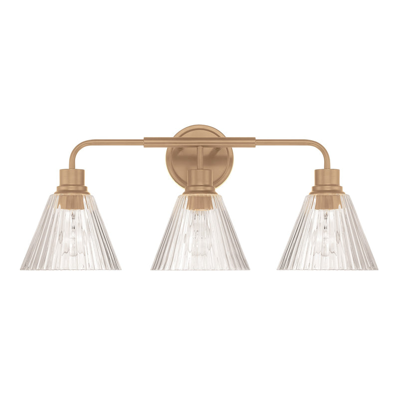Craftmade Pleated 3 Light Vanity, Premium Bronze/Clear Pleated - 61103-CPZ
