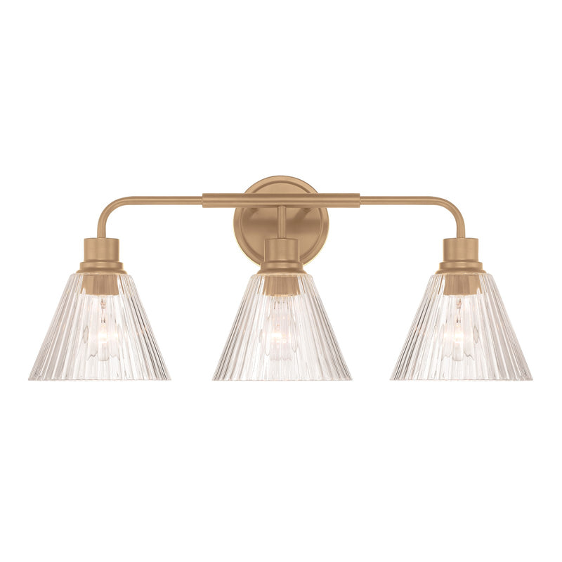 Craftmade Pleated 3 Light Vanity, Premium Bronze/Clear Pleated