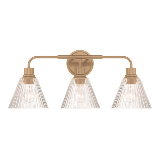 Craftmade Pleated 3 Light Vanity, Premium Bronze/Clear Pleated