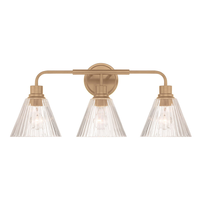 Craftmade Pleated 3 Light Vanity, Premium Bronze/Clear Pleated