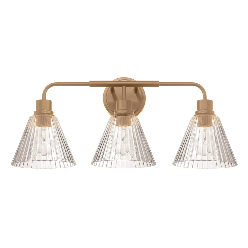 Craftmade Pleated 3 Light Vanity, Premium Bronze/Clear Pleated
