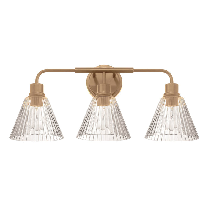 Craftmade Pleated 3 Light Vanity, Premium Bronze/Clear Pleated
