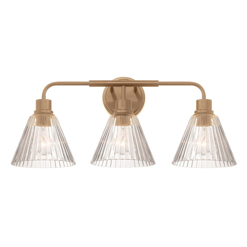 Craftmade Pleated 3 Light Vanity, Premium Bronze/Clear Pleated