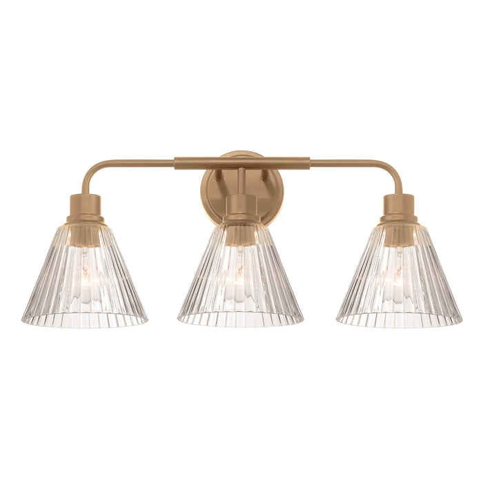 Craftmade Pleated 3 Light Vanity, Premium Bronze/Clear Pleated