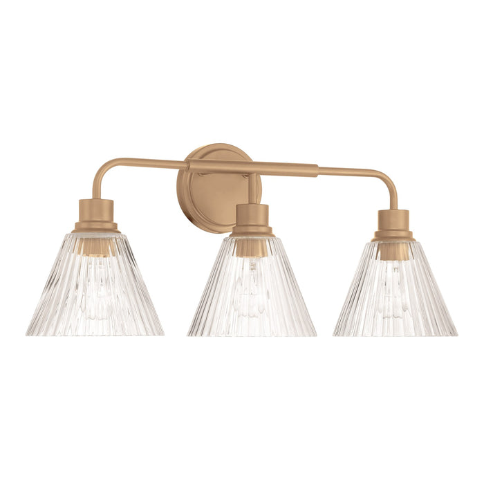 Craftmade Pleated 3 Light Vanity, Premium Bronze/Clear Pleated