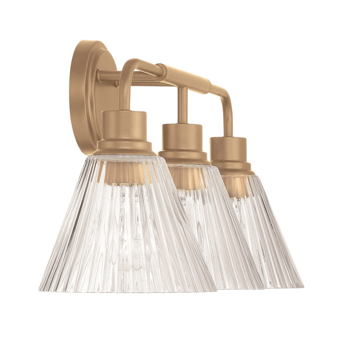 Craftmade Pleated 3 Light Vanity, Premium Bronze/Clear Pleated
