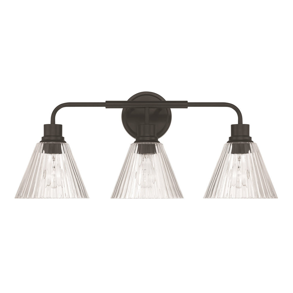 Craftmade Pleated 3 Light Vanity, Flat Black/Clear Pleated - 61103-FB