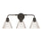 Craftmade Pleated 3 Light Vanity, Flat Black/Clear Pleated - 61103-FB