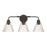 Craftmade Pleated 3 Light Vanity, Flat Black/Clear Pleated